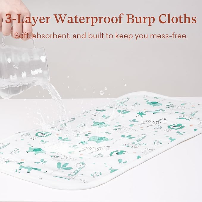 Premium 8-Pack Waterproof Baby Burp Cloths, Extra Large 13"X26" Soft Absorbent Burping Clothes for Newborns and Infants, Baby Shower Boys Girls