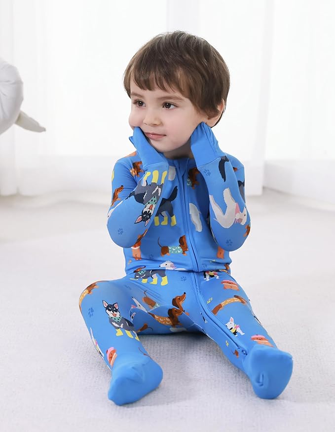 Baby Zippered Rompers Newborn Pajamas Sleepers Long Sleeve Jumpsuits Infant Zipper Romper-Viscose from Bamboo