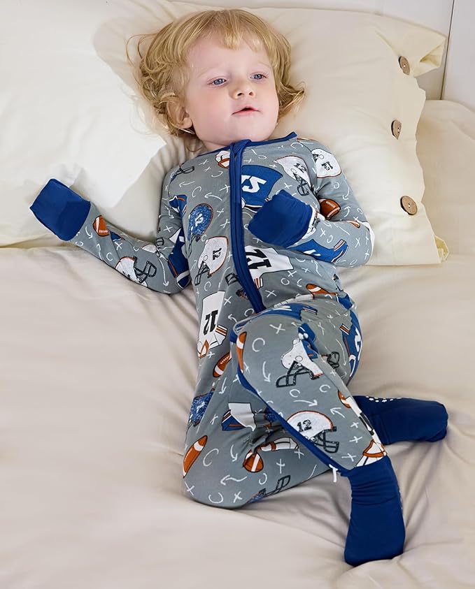 Bamboo Viscose Baby Convertible Footie Pajama, Zipper Pajamas for Baby Boys & Girls, Sleep & Play Footed Pjs