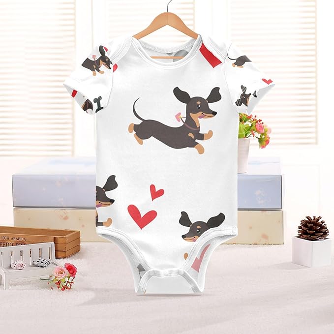 vvfelixl Dachshund Dog Baby Clothes for Boy Girl,Baby One-Piece Bodysuit for 0-24 Months,Short Sleeve