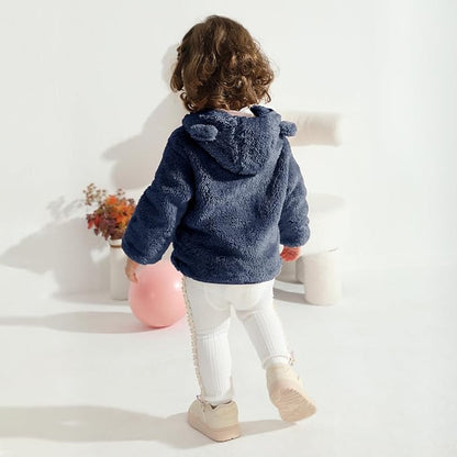 Baby Toddler Boys Girls Fleece Jacket with Hood Zip Up Cute Bear Coats for Infant Boys Girls Fuzzy Jacket with Ear 1-5T