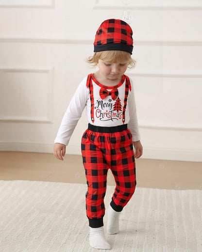 Baby Boy Clothes Infant Newborn Fall Winter Outfits Long Sleeve Letter Print Romper + Hat + Pants Set