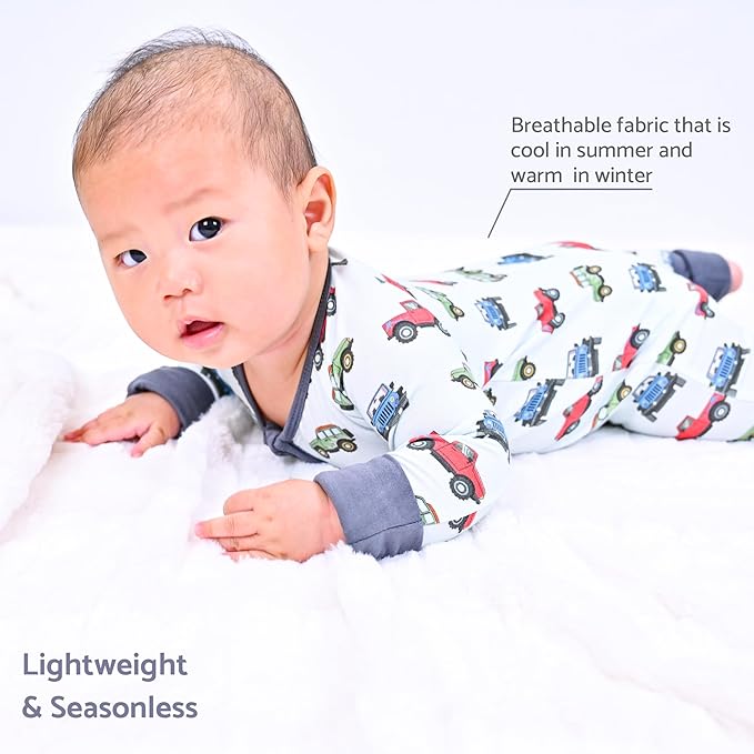 LollyBanks Baby Pajamas, 2-Way Zipper Infant Romper, 95% Viscose Made from Bamboo and 5% Spandex, Baby Sleepers