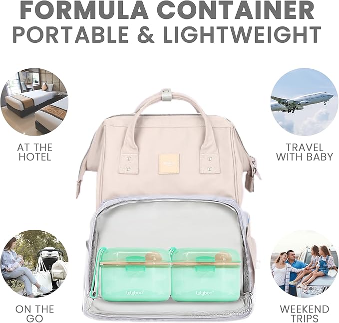 Lulyboo Baby Formula Milk Powder Container - Travel-Friendly, Airtight Storage with Scoop & Spork, Compact BPA-Free, Easy-to-Clean Portable Baby Feeding Accessories (Green)