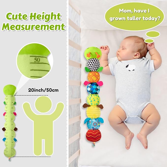 Baby Toys Musical Caterpillar, Infant Stuffed Animal for 0-6 6-12 Months with Crinkle and Rattles, Tummy Time Sensory Toys Newborn Boys Girls Gifts 0 3 6 9 12 Months - Green