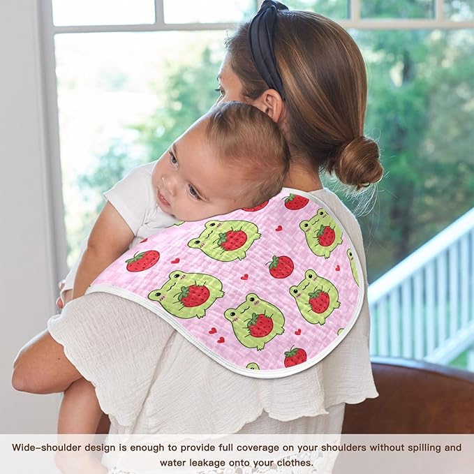 vvfelixl Baby Burp Cloths Cute Frogs Strawberry Baby Newborn Cotton Burping Cloths Set Baby Washcloths 4 Pack