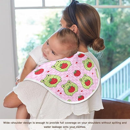 vvfelixl Baby Burp Cloths Cute Frogs Strawberry Baby Newborn Cotton Burping Cloths Set Baby Washcloths 4 Pack