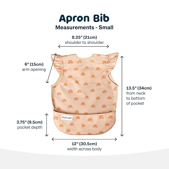 Tiny Twinkle Mess Proof Baby Bib for Girls | Waterproof Toddler Bib for Eating | Baby Apron for Feeding | Machine Washable | Perfect Shower Gift (Boho Rainbow, 6–24M)