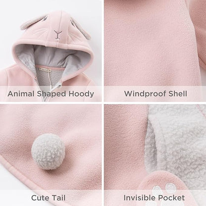 DAVE&BELLA Toddler Fleece Jacket, Baby Boys Girls Animal-shaped Hooded Zipper Long Sleeve Warm Spring Autumn Outerwear Coat