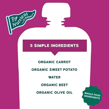 Serenity Kids 6+ Months Veggie Puree Baby Food Pouches - USDA Organic Baby Snacks - No Added Sugar Healthy Toddler Snacks - Allergen-Free Veggie Pouches for Toddlers - 3.5 Oz, Pack of 12