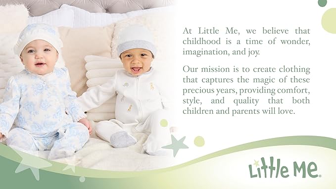Little Me Clothes for Baby Girls 100% Cotton Scratch-Free Tag Footed One-Piece Romper and Hat Sleeper Set Preemie to 9 Months