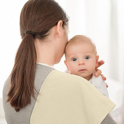 Bearmoss Muslin Burp Cloths, 100% Cotton Baby Burping Clothes, Large Extra Soft Absorbent for Unisex Newborn Boy and Girl, 20x10in, 6 Pack