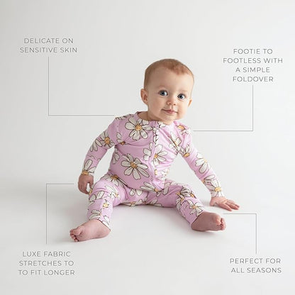 Posh Peanut Convertible Baby Sleepers - Girls Footless Baby Pajamas with 2 Way Zipper for Easy Diaper Changes