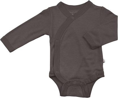 Babysoy Unisex Newborn, Infant, & Baby Long Sleeve Kimono Wrap Around Side-Snap Organic Bodysuit Onesies Onepiece