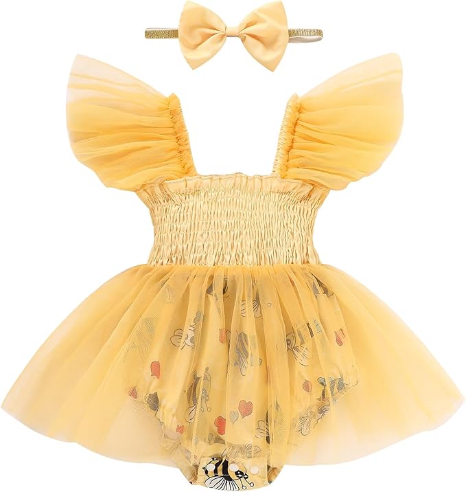 Baby Girl Clothes Infant Tulle Romper Ruffe Sleeveless Bodysuit Baby Girl Outfits Infant Girl Dress 0-18M
