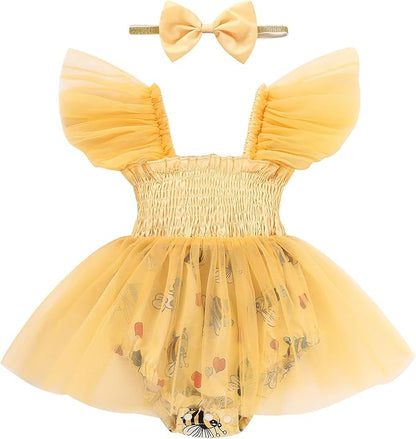 Baby Girl Clothes Infant Tulle Romper Ruffe Sleeveless Bodysuit Baby Girl Outfits Infant Girl Dress 0-18M