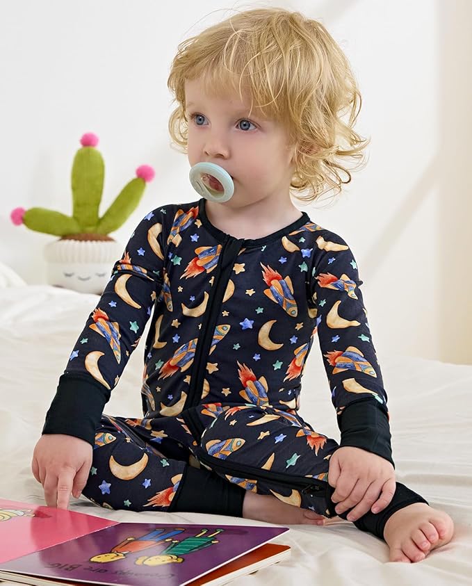Bamboo Viscose Baby Convertible Footie Pajama, Zipper Pajamas for Baby Boys & Girls, Sleep & Play Footed Pjs