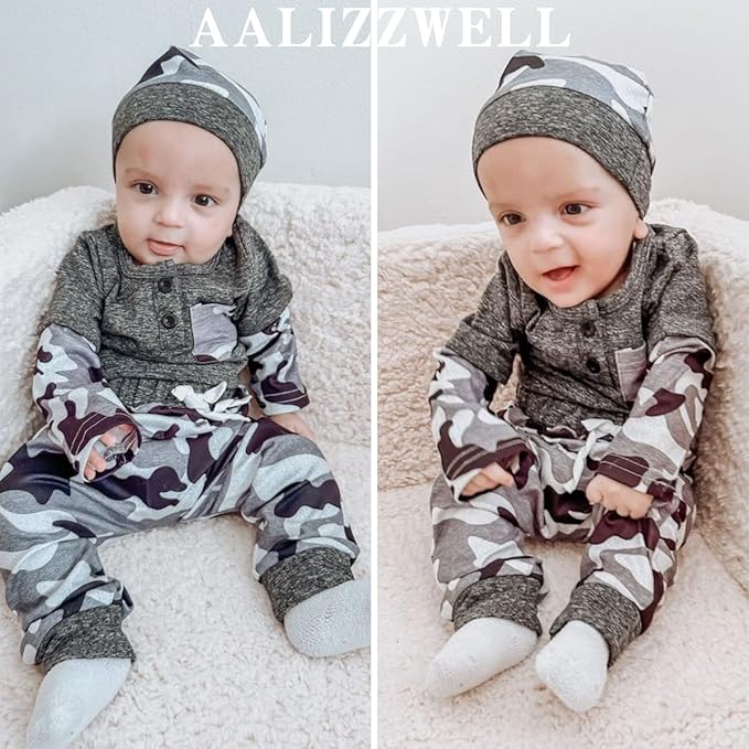 Aalizzwell Newborn Infant Baby Boys Fall Winter Outfit