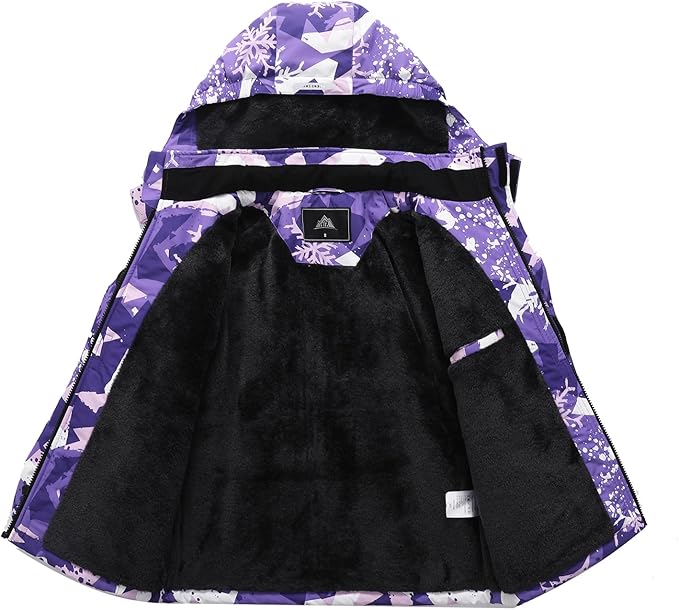 Kid's Ski Jacket Waterproof Winter Coat Boy's and Girl's Fleece Snowboarding Jackets with Detachable Hood