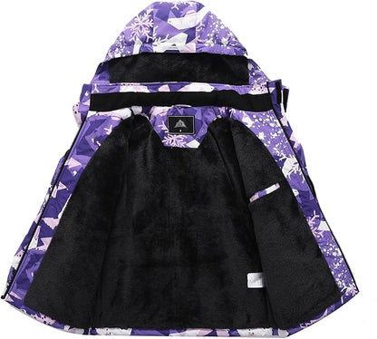 Kid's Ski Jacket Waterproof Winter Coat Boy's and Girl's Fleece Snowboarding Jackets with Detachable Hood