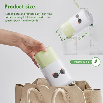 Baby Bottle Brush Set - Baby Bottle Cleaner Kit with Nipple Brush, Silicone Bottle Brush, Straw Cleaner Brush, Soap Dispenser, Bottle Drying Rack - 7 in 1 Bottle Cleaning Tool Set for Home and Travel