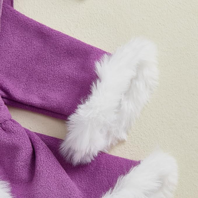 Newborn Infant Baby Girl Christmas Clothes Santa Claus Romper Dress Fur Trim Velvet Jumpsuit Bodysuit Hat Costume