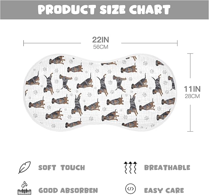 1 Pack Muslin Burp Cloths Great Dane Dogs White Cotton Baby Burp Cloths Absorbent Soft Burping Cloth Washcloths for Newborn Babies Boys Girls 22x11 Inch