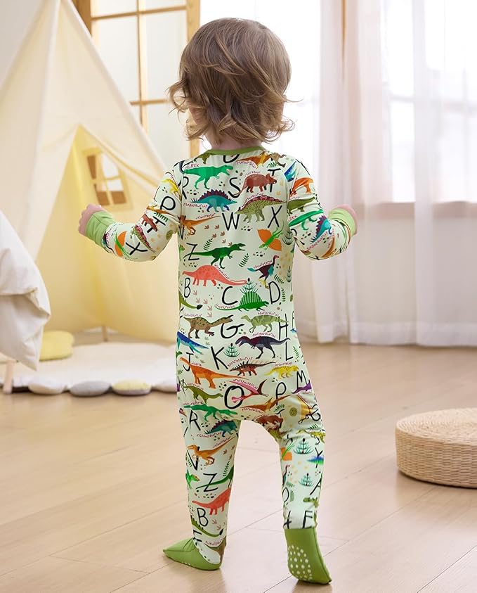 Bamboo Viscose Baby Convertible Footie Pajama, Zipper Pajamas for Baby Boys & Girls, Sleep & Play Footed Pjs