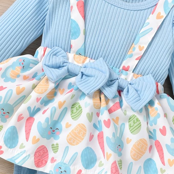 Unutiylo Preemie Newborn Baby Girl Clothes Romper Suspender Dress Fall Winter Outfits Ruffle Long Sleeve Jumpsuit