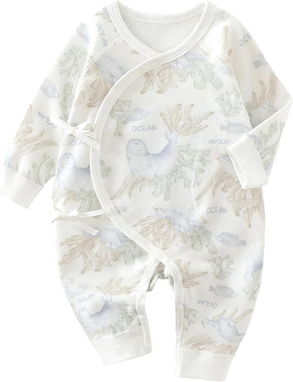 Baby Girl Boy Romper Side Snap Kimono Japanese Cotton Newborn Outfit Newborn-6M
