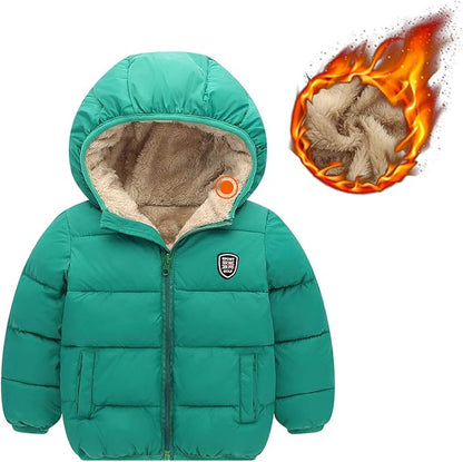 Happy Cherry Kids Boy's Girls Winter Coat Fleece Lined Thick Down Coats Puffy Jackets with Hood