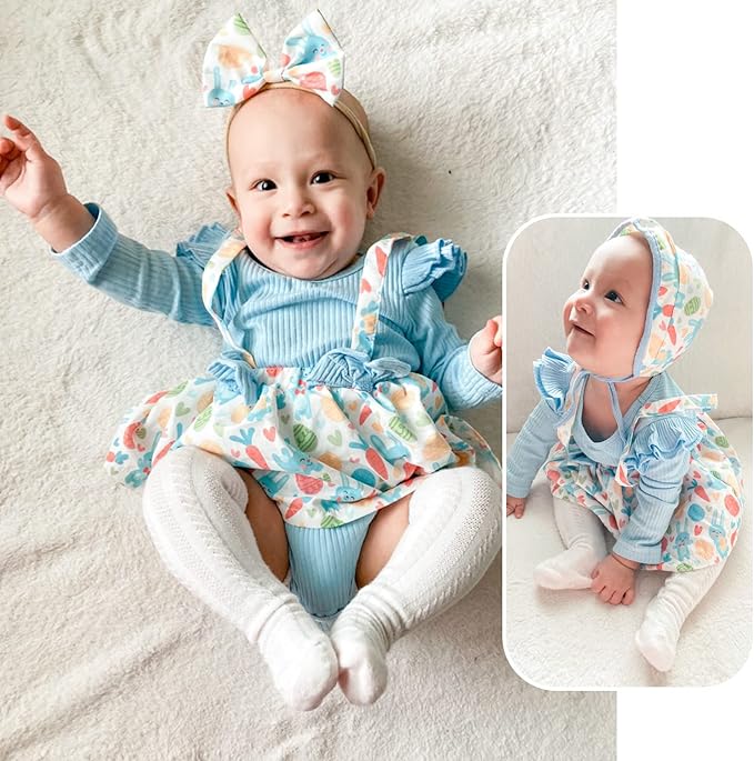 Unutiylo Preemie Newborn Baby Girl Clothes Romper Suspender Dress Fall Winter Outfits Ruffle Long Sleeve Jumpsuit