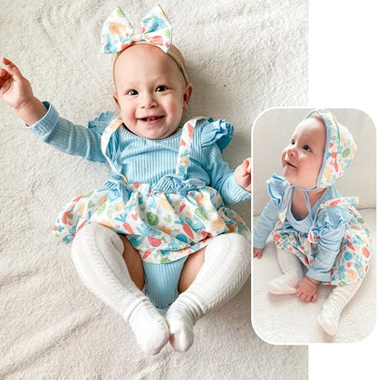 Unutiylo Preemie Newborn Baby Girl Clothes Romper Suspender Dress Fall Winter Outfits Ruffle Long Sleeve Jumpsuit