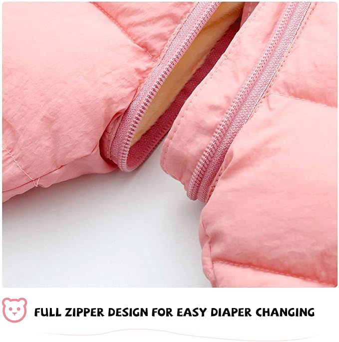 XMWEALTHY Baby Clothes Cute Infant Toddler Snowsuit Warm Newborn Boy Girl Winter Coats Hooded Zip Jumpsuit