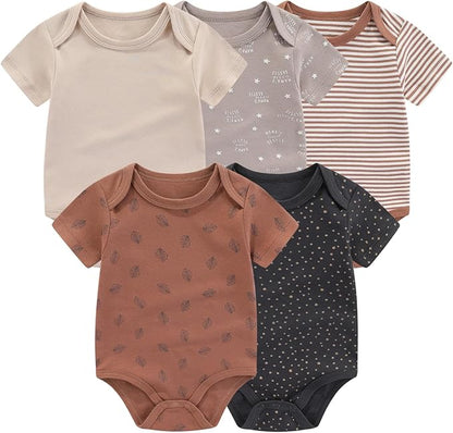 Fashion Unisex baby Boy Girl Bodysuits 5-Pack Casual Cotton Soft Infants Outfit New born Clothes