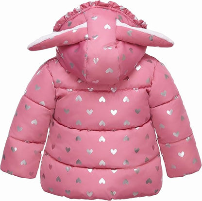 Rokka&Rolla Baby Girls' Water-Resistant Soft Mini Fur Lined Puffer Jacket Winter Coat for Newborn Infant Toddler