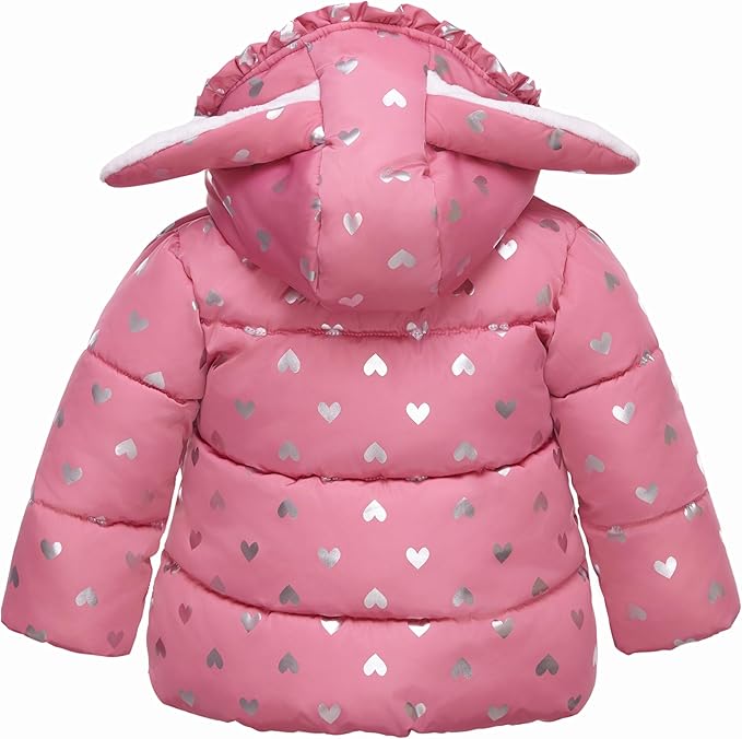 Rokka&Rolla Baby Girls' Water-Resistant Soft Mini Fur Lined Puffer Jacket Winter Coat for Newborn Infant Toddler