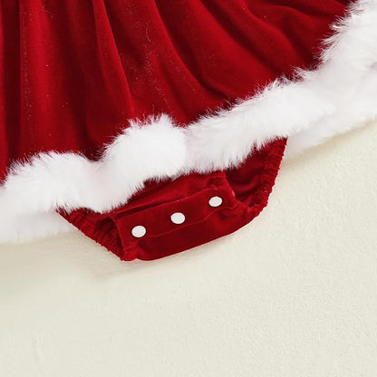 Hnyenmcko Newborn Baby Girl Christmas Clothes Infant Red Plaid Romper Dress Ruffle Long Sleeve Ribbed Bodysuit Headband Set