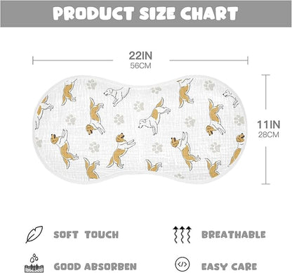 2 Pack Muslin Burp Cloths Golden Dogs Paw Prints White Cotton Baby Burp Cloths Ultra Absorbent Soft Thick Burping Cloth for Baby Boys Girls 22x11 Inch