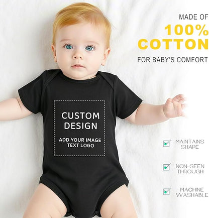 Custom Baby Romper 0-18 Months Personalized Onesie Add Name/Photo 100% Cotton Unisex Newborn Boy & Girl Outfits Gifts