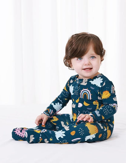 Baby Footie Romper Pajamas Unisex Newborn Infant Pjs Soft Rompers Viscose from Bamboo Sleepwear