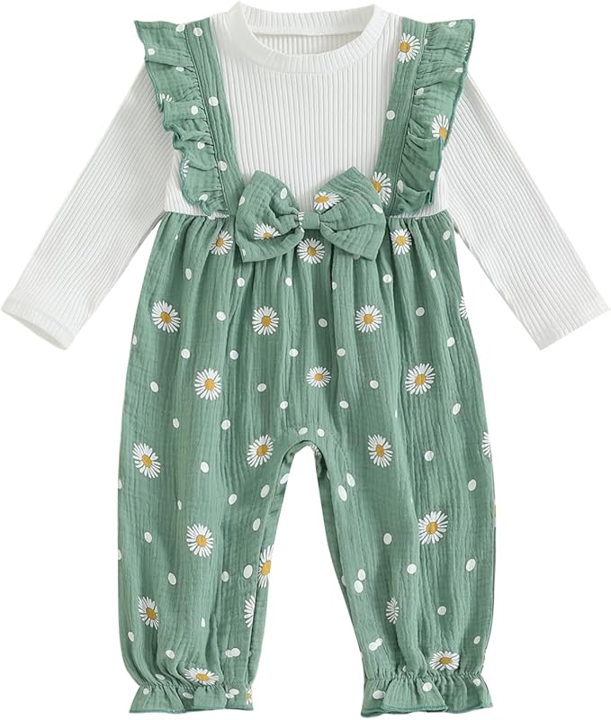 Newborn Baby Girl Clothes Corduroy Floral Bow O Neck Long Sleeve Romper Infant Jumpsuit Cute Outfits Headband