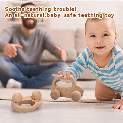 TOY Life Wooden Toys Cars, Montessori Baby Toys 6-12 Months, Wooden Baby Toys Rattle Cars for Toddlers 1-3, Baby Boy Girl Nursery Decor, Montessori Toys for 1 Year Old Boy Christmas Birthday Gift