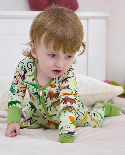 Bamboo Viscose Baby Convertible Footie Pajama, Zipper Pajamas for Baby Boys & Girls, Sleep & Play Footed Pjs