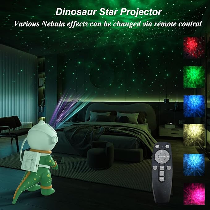 PANAMALAR Dinosaur Star Galaxy Projector, Astronaut Galaxy Light Projector 360 Rotation with Remote Control/Nebula Effect/Timer, Starry Sky Night Light Projector for Kids Bedroom Christmas Party