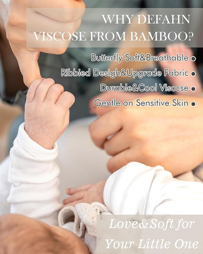 DEFAHN Viscose from Bamboo Baby Side Snap Bodysuit Kimono Onsies 3-Pack Long Short Sleeve Boy Girl Boys