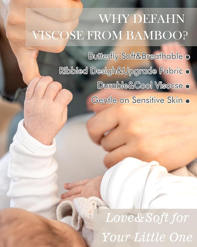 DEFAHN Viscose from Bamboo Baby Side Snap Bodysuit Kimono Onsies 3-Pack Long Short Sleeve Boy Girl Boys