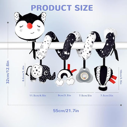 XIXILAND Musical Car Seat Toy Black and White Baby Toys, Infant Toys 0-6 Months Stroller Toy, High Contrast Newborn Developmental Gift for 0 3 6 9 12 Months Girls Boys Babies