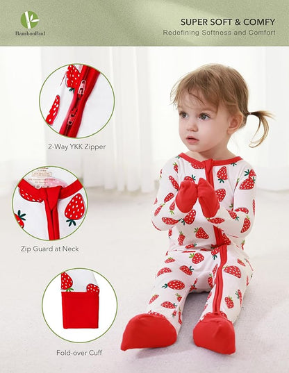 Baby Zippered Rompers Newborn Pajamas Sleepers Long Sleeve Jumpsuits Infant Zipper Romper-Viscose from Bamboo