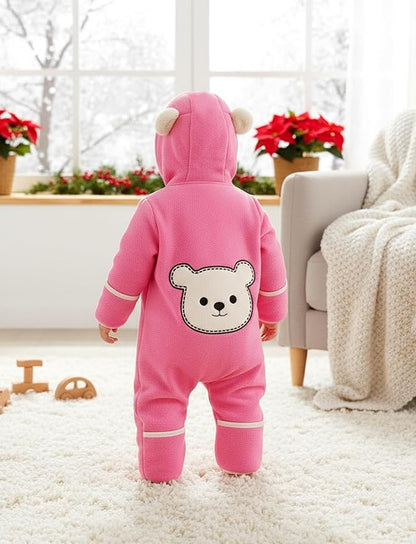PATPAT Fleece Hooded Footed Clothes, Soft Warm Footie Covers, Car Seat Friendly, Easy Zip,Cute Romper Newborn Infant Jumpsuit